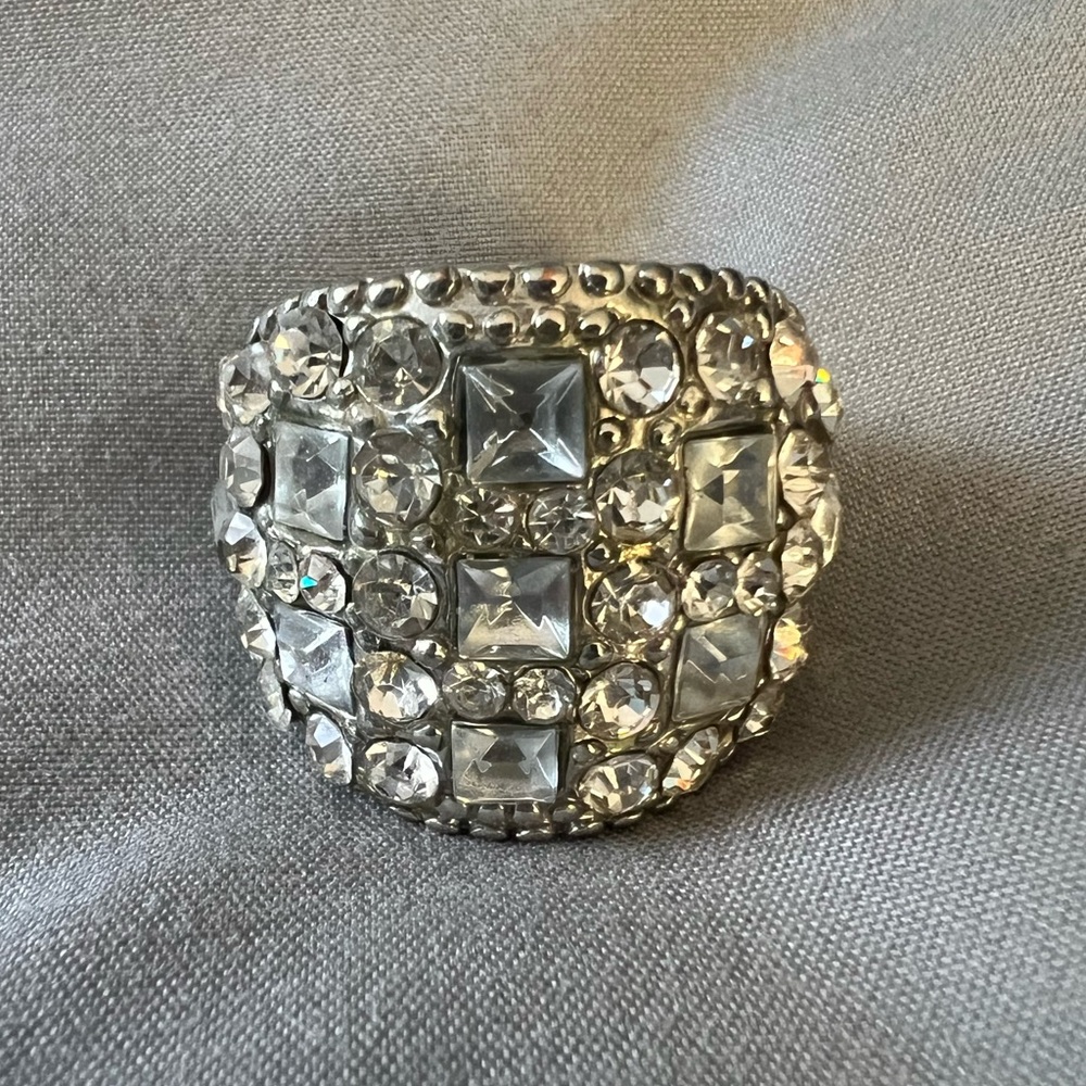 Silver & Ice Blue Crystal Embellished Ring